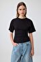 3'lü Paket Siyah-Beyaz-Kırmızı Düz Fitted Büzgülü Pamuklu Esnek Örme T-Shirt TWOSS26TS00319 - 5
