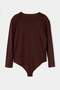 Brown Padded Double-Breasted Snap Closure Knitted Bodysuit Tbbaw23Cs00014 - 9