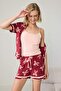 Burgundy 3-Piece 100% Cotton Ribbon Knitted Pajamas Set Thmss26Pt00284