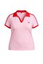 Pembe Vücuda Oturan Polo Yaka Kısa Kollu Pamuklu Esnek Örme Büyük Beden T-shirt TBBSS26BF00110 - 4