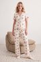Ecru-Green Floral Baby Overlock Detailed Ribbed Knitted Pajama Set Thmaw27Pt00109 - 6