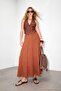 Camel Layered Muslin Long Skirt Tdrss26Et00038