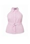 Pembe Fitted Kolsuz Ekose/Kareli Aksesuar ve Kuşak Detaylı Büyük Beden Dokuma Gömlek TBBSS26AX00041