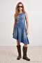 Mavi Kolsuz Asimetrik Midi Denim Elbise TWOAW27EL00030 - 3