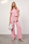 Pink Short Sleeve Shirt Collar Flexible Fabric Suit Tdrss26Au00114
