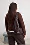 Wardrobe Essentials Kahverengi Çift Taraflı Fermuarlı Yumuşak Dokulu Triko Hırka TBBAW27AV00011 - 4