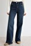 Koyu Mavi Az Esnek Yüksek Bel Wide Leg Geniş Paça Jeans TWOAW27JE00080 - 3