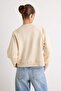 Taş Kalın İçi Polarlı Oversize/Geniş Kesim Dik Yaka Reglan Kol Örme Sweatshirt TWOAW27SW00066 - 4