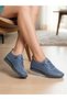 Genuine Leather Blue Laser Cut Pack Transparent Sole Orthopedic Women's Shoes - 4