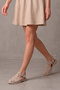 Women's Genuine Leather Ankle Strap Buckle Closed Front Striped Casual Sandals Vesola Beige Suede - 4