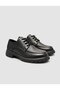 Genuine Leather Black Lace-Up Women's Loafer Shoes - 2