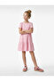 Layered Detailed Patterned Pink Girl's Dress 6Skg80089Ak