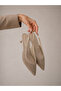 Women's Beige Suede Open Back Pointed Toe Low Heel Stiletto Shoes - 3