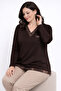 Women's Middle Age and Above V-Neck Patterned Mother Combed Cotton Blouse 30575 - 4