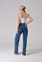 Maternity Wide Leg Jeans with Elastic Waistband and Back Belt, BLUE - 8