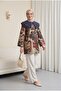 Apron Collar Half Buttoned Slit Quilted Tunic -Beige - 2