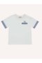 Baby Boy Crew Neck T-Shirt with Striped Sleeve Detail 0-5 Years White