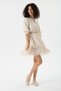 Women's Above Knee Two Layered Lace Detailed Capri Sleeve Linen Dress - 4