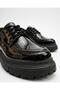 Lace-Up Moccasin Shoes Black Patent Leather - 5