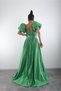 Strapless Balloon Sleeves Draped Lined Puffy Luxury Taffeta Dress - 3