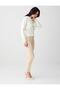 Beige Regular Leg High Waist Woven Trousers with Pockets - 3