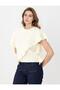 Ecru Crew Neck Hair Knit Patterned Knitwear Sweater - 3