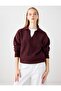Burgundy V-Neck Long Sleeve Knitwear Sweater - 3
