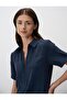 Polo Neck Navy Blue Mini Dress - Short Sleeve - 5