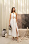 Bunina Lace Bead Detail Ecru Long Dress - 6