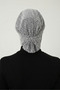 Buttoned Brocade Gray Ready-To-Wear Turban Hijab Bonnet Suitable for Medical Use - 4
