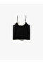 V-Neck Thin Strap Blouse with Two Different Fabric Uses - 4