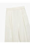 Elastic Waist Pocket Linen Blend High Waist Wide Leg Pants - 4