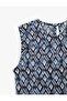 Patterned Crew Neck Sleeveless Crop Top with Lace Detail - 5