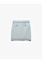 Button Detailed Elastic Waist A-Line Knitwear Skirt - 3