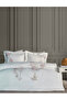 Lavinya Embroidered Cotton Satin Duvet Cover Set - Powder