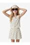 Lace Detailed Bow Detailed V-Neck Sleeveless Polka Dot Viscose Blouse