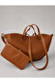 Women's Large Size Polen Magnet Closure Hand and Shoulder Pinterest Bag Brown - 5