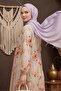 Floral Patterned Bat Sleeve Hijab Dress 1570 - Lilac - 4