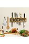 Wall Mount Knife Organizer – Wooden Knife Holder for Kitchen, Handcrafted Non Magnetic Knife Holder Wood with Hooks, Space-Saving Kitchen Utensil Holder Bamboo Knife strip 1 pcs Black