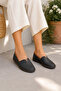 Black Inner and Outer 100% Genuine Leather Women's Casual Shoes Hand Stitched – Comfortable Ballerinas with Flexible Soles - 3