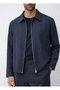 Navy Blue Lyocell Blend Overshirt Jacket - 5