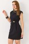 Women's black mini dress with gold buckle and waist window detail - 2
