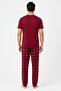 Men's Plaid Piece Short Sleeve Pajama Set - 3