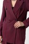 Burgundy Double Breasted Women's Blazer Jacket - 5