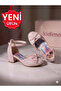 Girl's Powder Color Square Heel Evening Shoes - 6