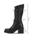 Black Leather Women's Heeled Boots 01Wf1703 - 3