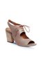 Shoes Gray Leather Women's Heeled Sandals 01Wn0100 - 2