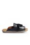 Shoes Black Leather Women's Espadrille Slippers 01Wj0311