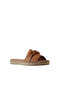 Tan Leather Women's Espadrille Slippers 01Ws1821 - 3