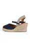 Navy Blue Suede Women's Wedge Heeled Sandals 14Ws7205 - 4